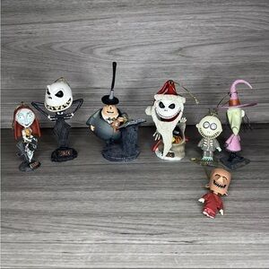 VNTG Nightmare Before Christmas Bobble Head Ornament NECA Set Of 7 Skellington